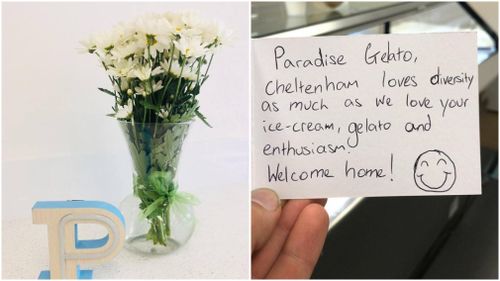 Owner Andrew and fiance Joyce have received a multiple messages of support following the offensive note.