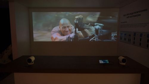 Samsung's Freestyle Projector Edge Blending at CES Las Vegas.