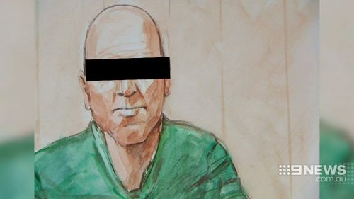 A court sketch of school cleaner Vincent Stanford. (9NEWS)