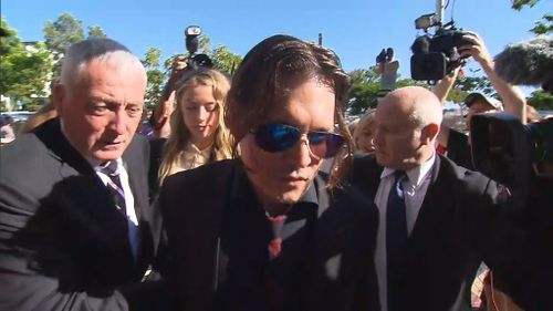 Johnny Depp and Amber Heard arrive at the Gold Coast court. (9NEWS)