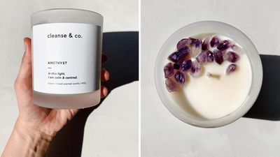 Crystal-infused candle