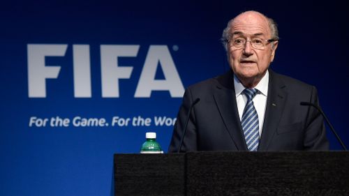 Mr Blatter announced he will step down as FIFA president at a press conference in Switzerland. (AAP)