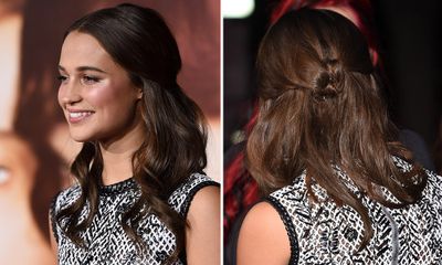 A good one if you’ve been in salt water. Let hair dry
naturally for a wavy texture, then take two sections from the front of the hair
and wrap them around to the back. Twist the strands together, where they meet
and pin, a la Alicia Vikander.&nbsp;