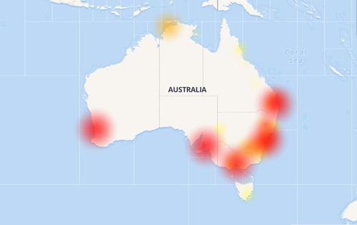 A map showing the current Telstra outages. (Telstra)