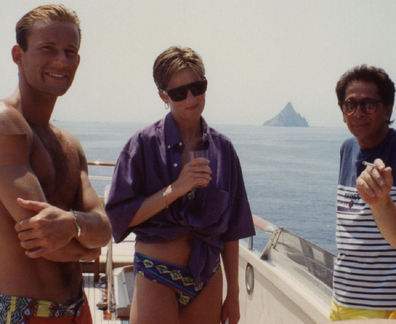 Diana on a yacht with designer friends