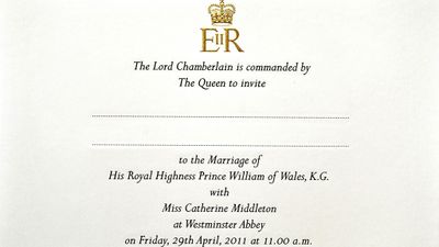 The Queen sends out wedding invitations.<span style="white-space: pre;">	</span>