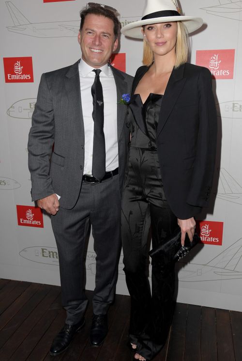 Karl Stefanovic and Jasmine Yarbrough at the Emirates Marquee. (AAP)