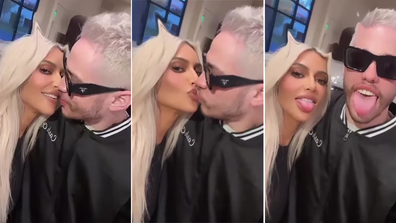 Kim Kardashian and boyfriend Pete Davidson share a steamy kiss on Instagram.