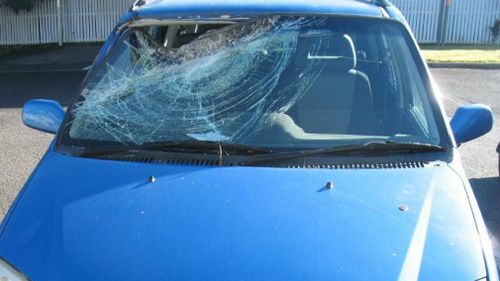 Efram's windscreen was smashed. Picture: Queensland Police Service