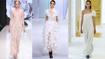 While their price-tags might be prohibitive (upwards of
$50,000) couture gowns are endlessly inspiring. Whether classic and clean or
avant-garde and audacious, these white dresses are perfect material for pure
fantasy.