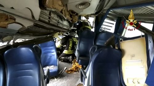 A train has crashed near Milan, killing at least three people. (AAP)