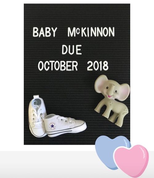 A post announcing the baby posted online by Teigan McKinnon. (Instagram)