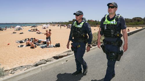 Police patrol Mordialloc beach 