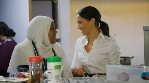 The book's foreword was written by Meghan with proceeds from the book to help keep the community kitchen open.