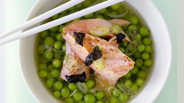 Ocean trout and pea broth