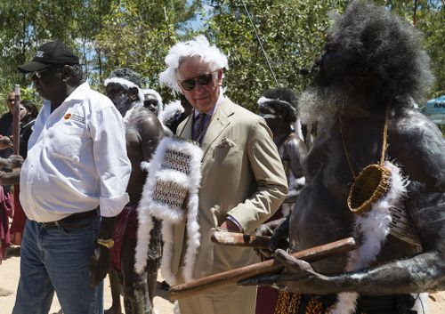 Charles with a string basket, known as a Bathi. (AAP)