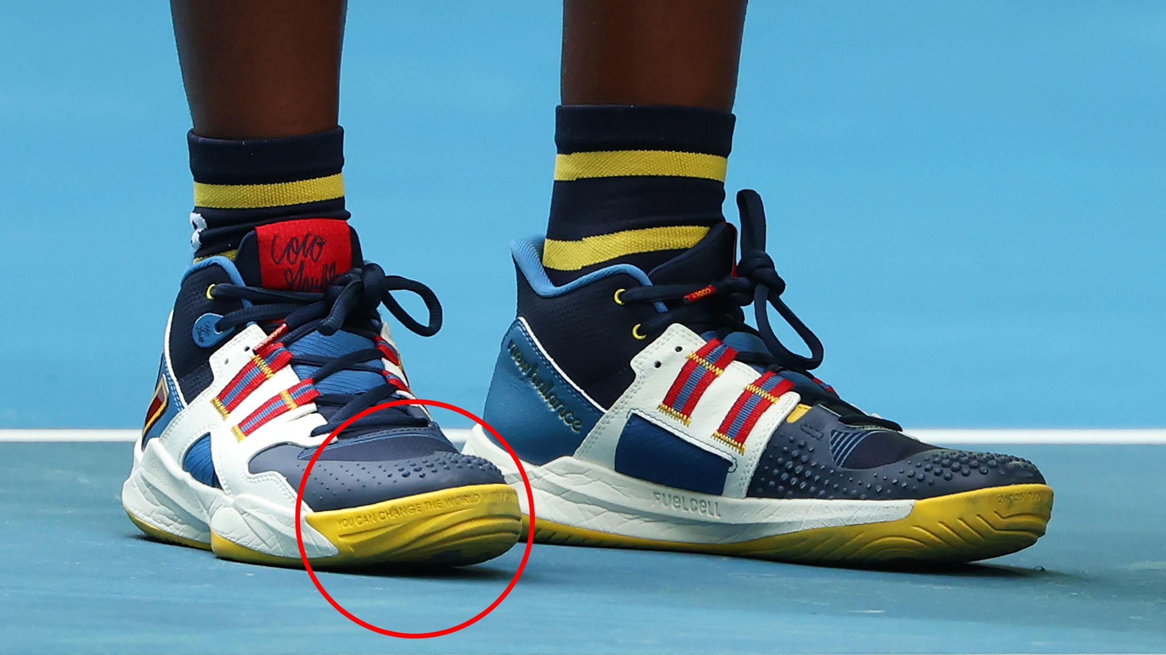 Coco Gauff wears her signature Coco CG1 shoes.