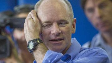Campbell Newman on the campaign trail in Brisbane yesterday. (AAP)