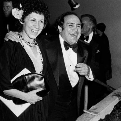 Rhea Perlman and Danny DeVito attend 36th Annual Golden Globe Awards on January 27, 1986.