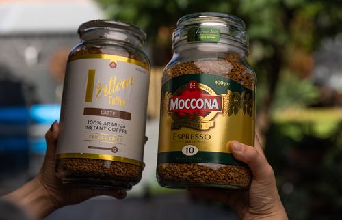 Vittoria is being sued by Moccona's parent company over its 400 gram instant coffee product sold in a glass jar, which the American-Dutch giant says constitutes misleading and deceptive conduct. Photo by Jason South. April 27, 2023.