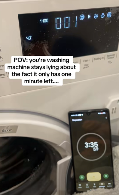 Woman claims her washing machine is 'lying' about only having a minute left on the cycle