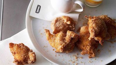 Buttermilk and apple fritters are dessert treat.
