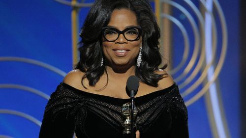 Oprah Winfrey accepts the Cecil B. DeMille Award at the 75th Annual Golden Globe Awards. (AAP)