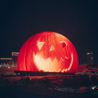 Las Vegas Sphere transforms into Halloween pumpkin