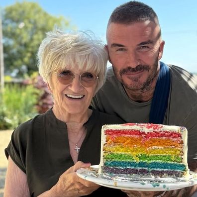 David Beckham with mum Sandra Beckham