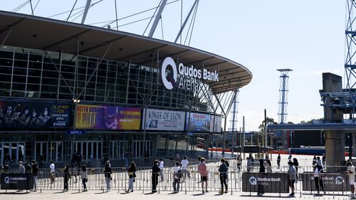 A mass vaccination centre at Qudos Bank Arena, Olympic Park, Sydney has been set up to vaccinate year 12 students against COVID-19.