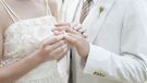 Couple exchanging wedding rings.