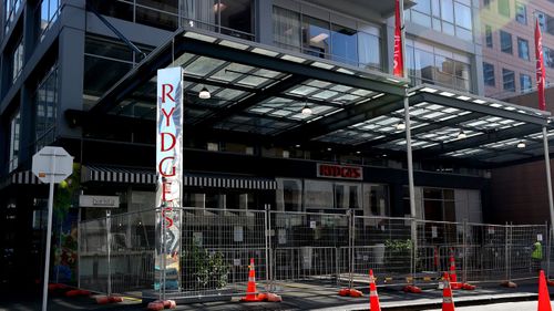 A general view of the Rydges Hotel which is being used as a quarantine hotel on July 10, 2020 in Auckland, New Zealand