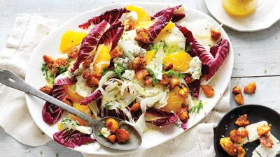 Recipe: <a href="http://kitchen.nine.com.au/2017/05/05/13/36/candied-chestnut-blue-cheese-and-fennel-salad" target="_top">Candied chestnut salad</a>