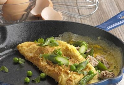 Recipe: <a href="http://kitchen.nine.com.au/2016/05/05/13/54/asparagus-pea-and-tuna-omelette" target="_top">Asparagus, pea and tuna omelette</a>