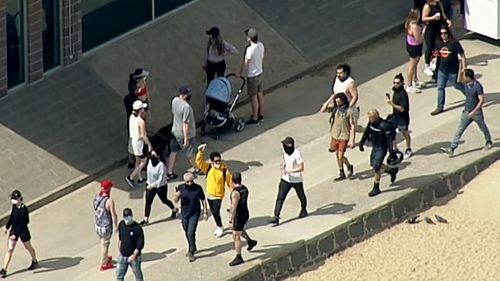 Protesters gathered at Elsternwick Park.