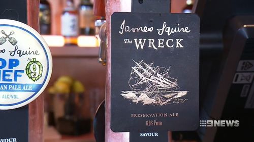 The beer, called 'The Wreck', was restored at the Australian Wine Research Institute in Adelaide. Picture: 9NEWS