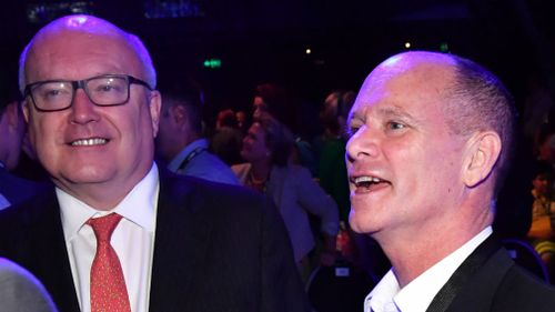 Attorney-General George Brandis and former premier Campbell Newman today. (AAP)