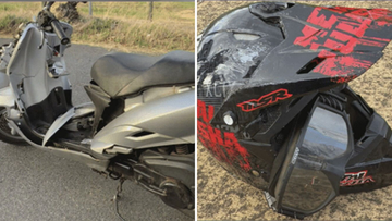 Police are searching for two men suspected of hitting and injuring a cyclist in Melbourne&#x27;s south-west.