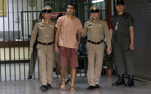 Hakeem al-Araibi appeared in a Thai court on Monday wearing shackles.