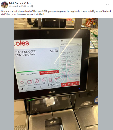 coles self check out frustration facebook