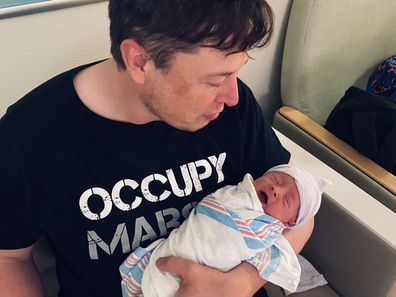 Elon Musk and newborn son