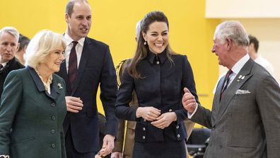 Camilla, William, Kate and Charles  all share a laugh during a visit to the Defence Medical Rehabilitation Centre Stanford Hall, Stanford on Soar, Loughborough