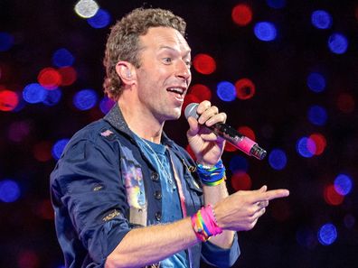 LONDON, ENGLAND - AUGUST 22: (EDITORIAL USE ONLY) Chris Martin of Coldplay performs onstage during a concert at Wembley Stadium on August 22, 2025 in London, England. (Photo by Jo Hale/Redferns)