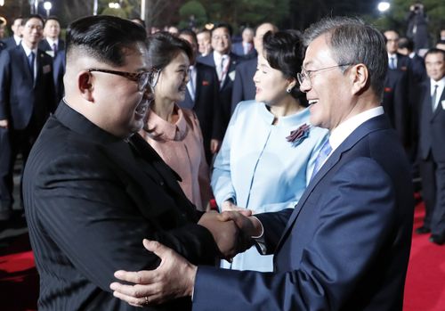 The leaders returned to the North from the Peace House in the border village of Panmunjom in South Korea. (AAP)