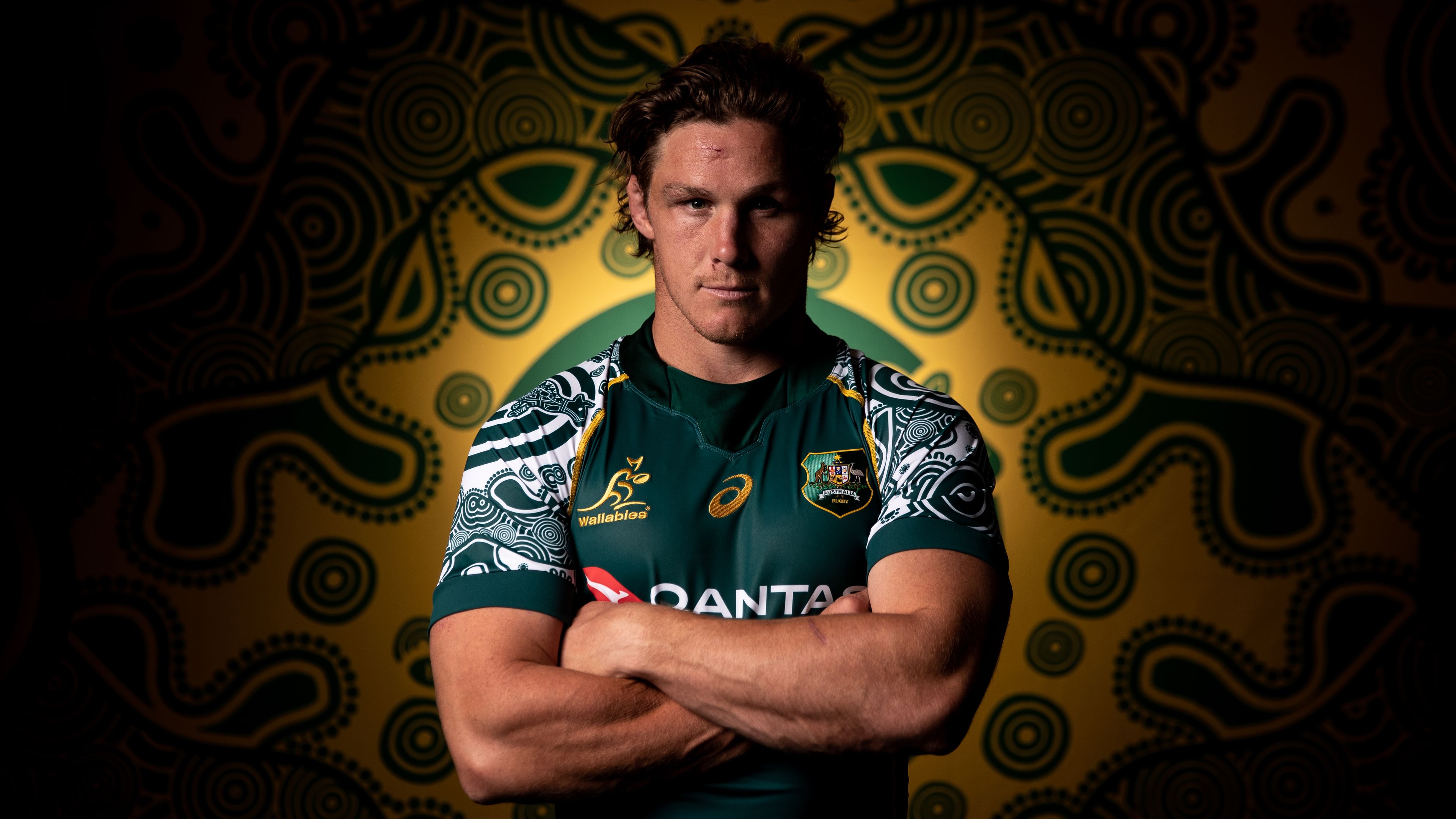 Michael Hooper poses in the Wallabies First Nations jersey.