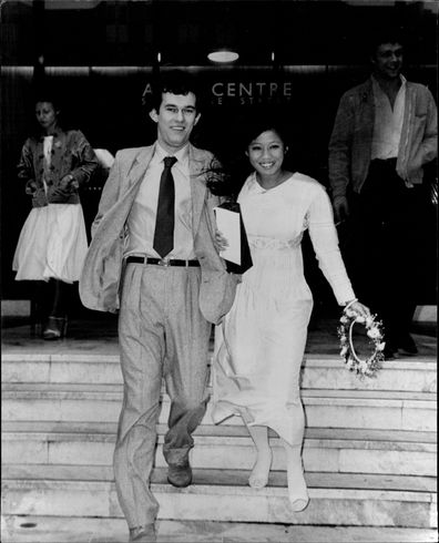 Jimmy Barnes and Jane Barnes on their wedding day