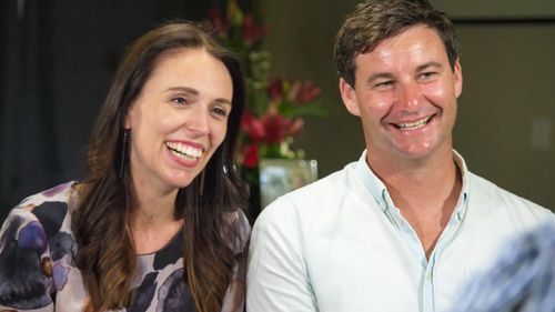 Ms Ardern and her partner Clarke Gayford. Picture: 60 Minutes