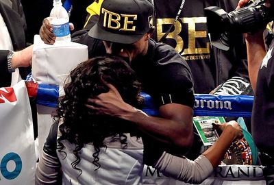 Mayweather embraced his daughter after the fight.