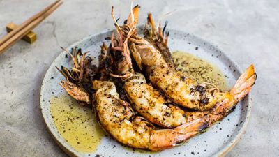 Recipe: <a href="http://kitchen.nine.com.au/2016/05/20/10/03/grilled-king-prawns-kombu-butter" target="_top">Grilled king prawns, kombu butter</a>