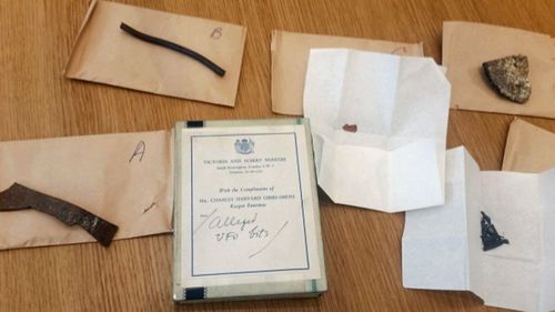 The remains of the flying saucer that were locked in a British museum's archives for six decades. (Dr David Clarke, Sheffield-Hallam University).